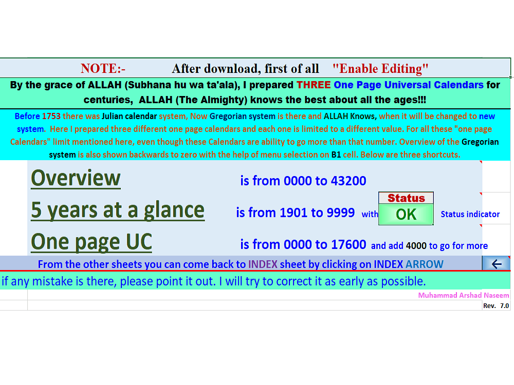 Image 1 for Calendar in Excel...