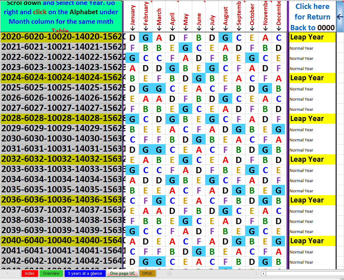 Preview 4 for Calendar in Excel