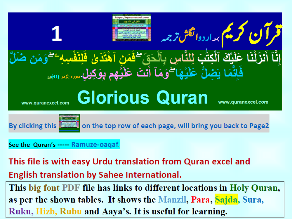 Preview 1 for Quran Translation - Urdu English Ruku Hizb