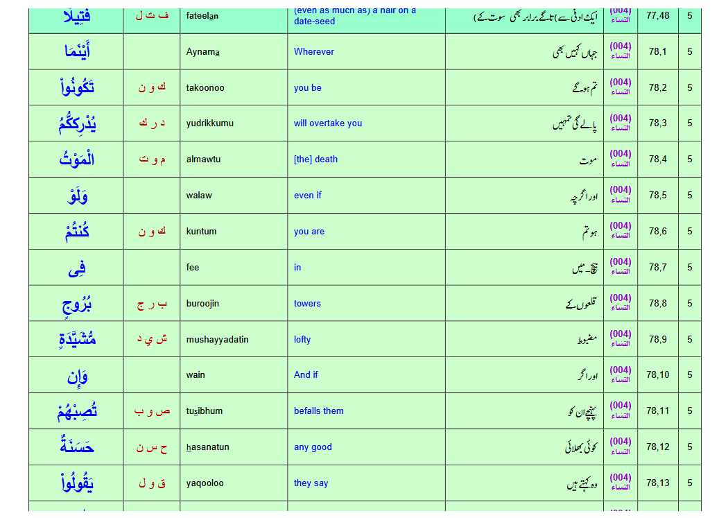Preview 5 for Word by Word - Quran